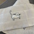 Embrodery kitchen or hand towel "Cat" beige