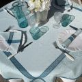 Rectangular Jacquard polyester tablecloth "Alicante" blue ether from "Sud Etoffe"