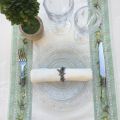 Table runner or square table mat Delft, bordure "Clos des Oliviers" green