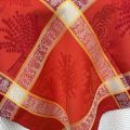 Rectangular Jacquard polyester tablecloth "Lavandiere" red and orange color from "Sud Etoffe"