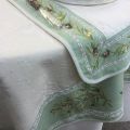 Table runner or square table mat Delft, bordure "Clos des Oliviers" green