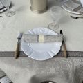 Rectangular Jacquard polyester tablecloth "Alicante"beige and taupe from "Sud Etoffe"