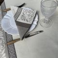 Rectangular Jacquard polyester tablecloth "Alicante"beige and taupe from "Sud Etoffe"