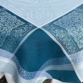 Nappe rectangulaire Sud Etoffe, Jacquard polyester "Chamaret" ether et turquoise