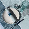 Nappe rectangulaire Sud Etoffe, Jacquard polyester "Chamaret" ether et turquoise