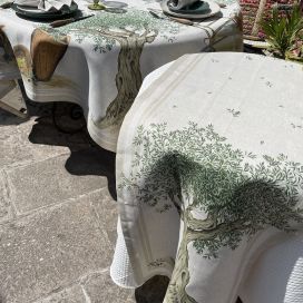 Chemin de table en lin olivier "DOP" Tessitura Toscana Telerie