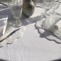 Roud jacquard damask tablecloth "Croisillons" white