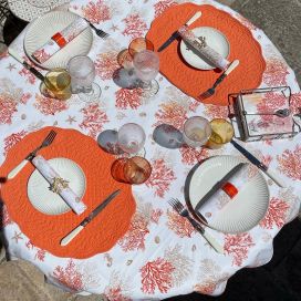 Set de table ovale en Boutis "Autrefois" orange