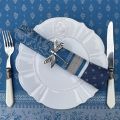 Serviette de table Jacquard "Massilia" bleu, Tissus Toselli