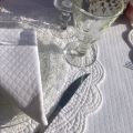 Damask round tablecloth "Croisillons" white