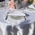 Damask round tablecloth "Croisillons" white