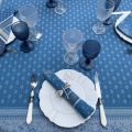 Square Jacquard tablecloth "Massilia" blue by Tissus Toselli