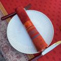 Serviette de table Jacquard "Massilia" rouge, Tissus Toselli