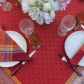 Square Jacquard tablecloth "Massilia" red and orange by Tissus Toselli