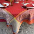 Nappe carrée Jacquard "Massilia" rouge et orange Tissus Toselli