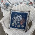 Provence Jacquard cushion cover "Bonifaccio" blue from Tissus Toselli in Nice