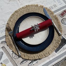 Round jute placemat, natural color