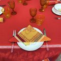 Jacquard table napkins "Cédrat" rouge and orange by Tissus Toselli