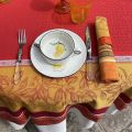 Serviette de table Jacquard "Cédrat" rouge et orange, Tissus Toselli