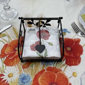 Paper napkins holder, metal and foliage small size