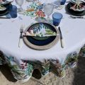 Round tablecloth in coated cotton "Antilles" from Tissus Toselli