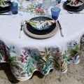 Round tablecloth in coated cotton "Antilles" from Tissus Toselli