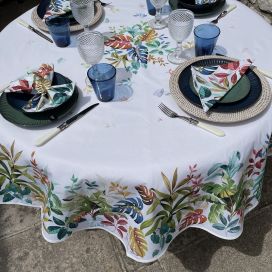 Round tablecloth in coated cotton "Antilles" from Tissus Toselli