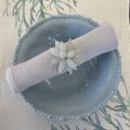 Pearls and metal table napkin ring "Flower" white