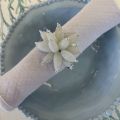 Pearls and metal table napkin ring "Flower" white