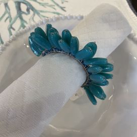 Pearls and metal table napkin ring "Pearl" turquoise
