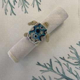 Pearls and metal table napkin ring "Turtle"