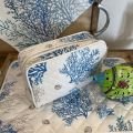 Quilted coton toiletry bag "Lagon" ecru and blue