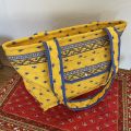 Quilted coton shopping bag "Avignon" yellow and blue