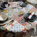 Tessitura Toscana Tellerie, round coton tablecloth "Mojito"