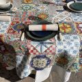 Tessitura Toscana Tellerie, round coton tablecloth "Mojito"