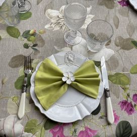 Serviette de table en coton uni vert kiwi