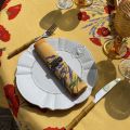 Rectangular placed coated cotton tablecloth "Poppies and Lavender" yellow