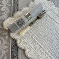 Rectangular table mats, Boutis fashion "Nadia" white and grey, by Sud-Etoffe