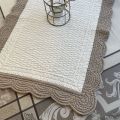 Table runner, Boutis fashion "Nadia" ecru and linen color
