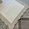 Table runner, Boutis fashion "Nadia" white and grey