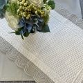 Table runner, Boutis fashion "Nadia" white and grey