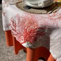 Round cotton  and Teflon tablecloth "Coucke" uni orange Cyclades