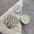 Embrodery round hand towel "Corail" ecru and linen color