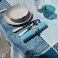 Round cotton  and Teflon tablecloth "Coucke" uni turquoise