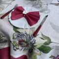 Round cotton  and Teflon tablecloth "Coucke" griotte