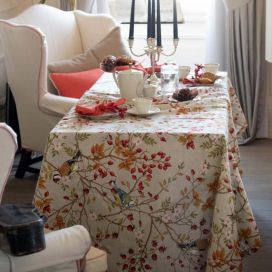 Tessitura Toscana Tellerie, square coton tablecloth "Cardellino"
