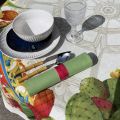 Nappe ronde unie coton et Teflon "Coucke" brocoli