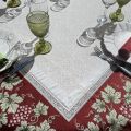 Square Jacquard tablecloth grapes "Vignobles" ecru and red by Tissus Toselli