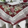 Rectangular Jacquard tablecloth grapes "Vignobles" ecru and redby Tissus Toselli