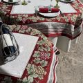 Rectangular Jacquard tablecloth grapes "Vignobles" ecru and redby Tissus Toselli